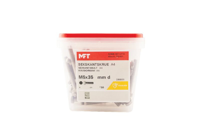 550401 Sekskantskrue A4-70 DIN931 (b)