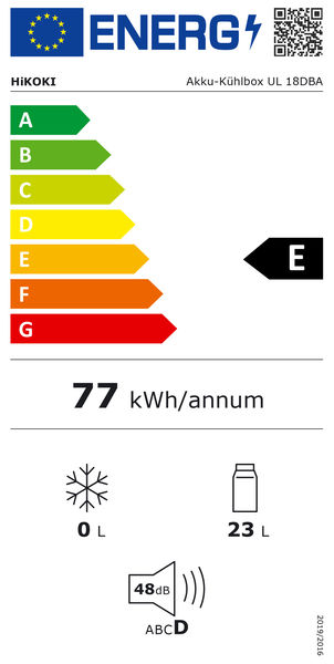 Energy label UB18DBA